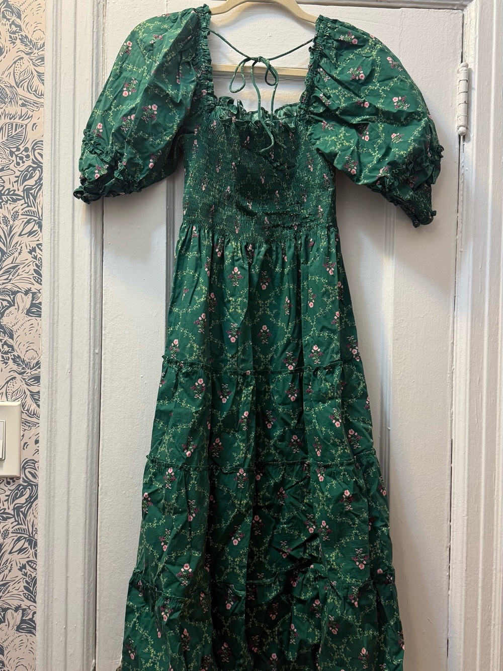 Hill House Home Nesli Nap Dress in the Emerald Trellis - Picture 5 of 6